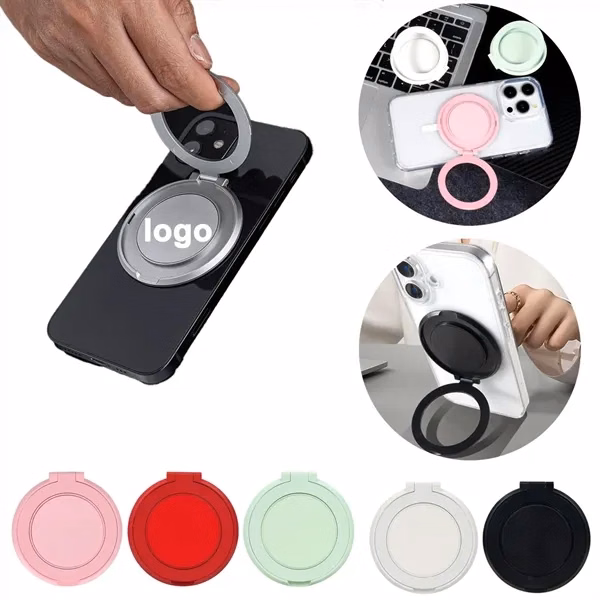 Custom Metal Ring Phone Stand With 360 Rotation & Magnetic Base — Hands-Free Grip