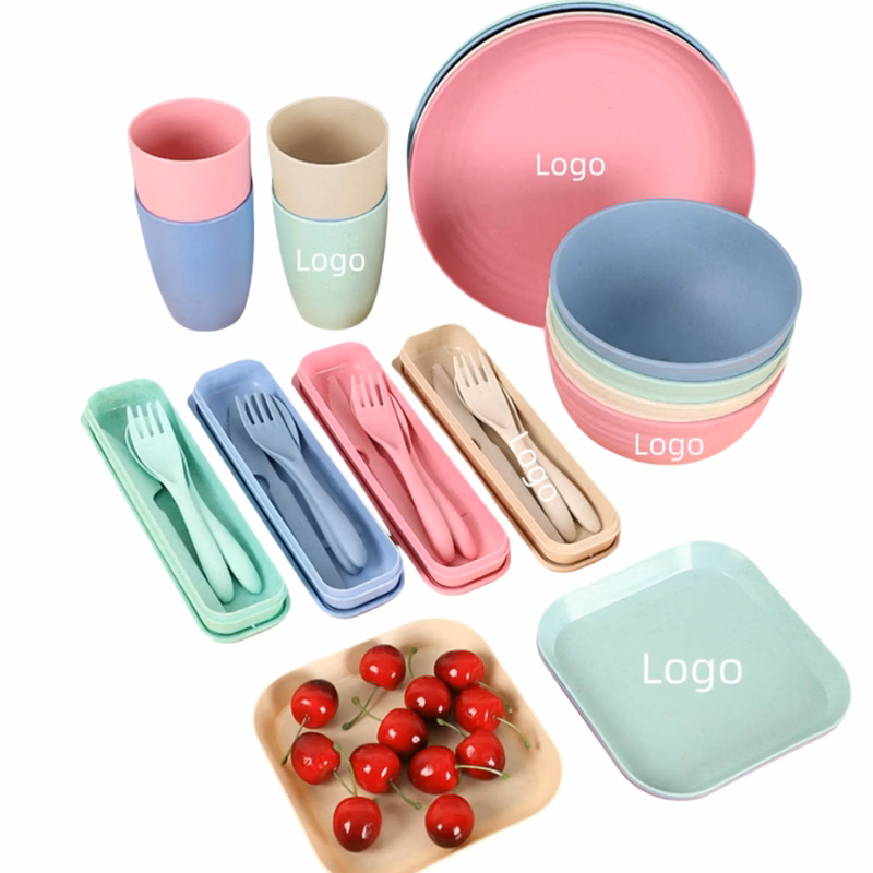 8 Piece Reusable Wheat Straw Cutlery Set