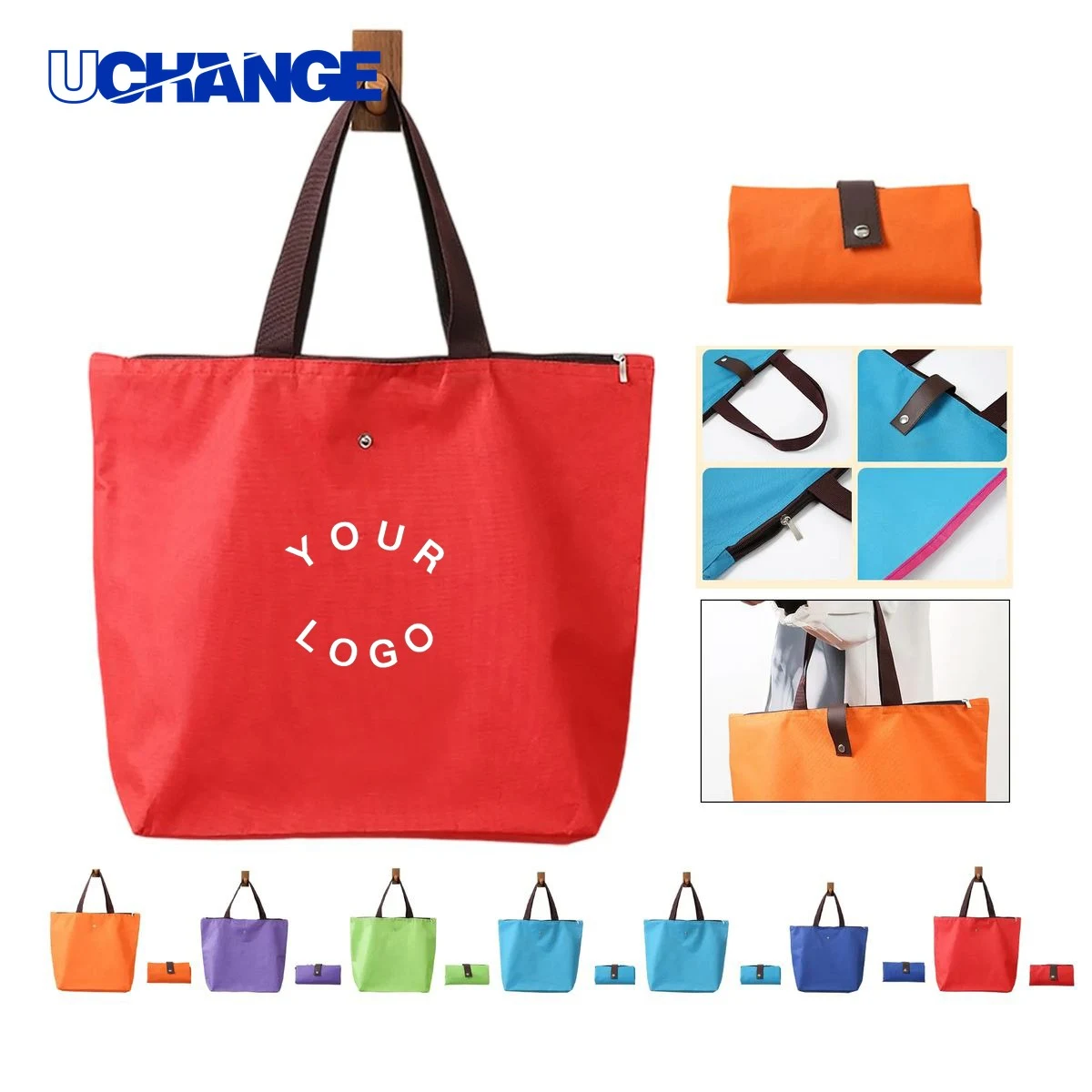 Foldable Eco Market Tote Bag, custom tote bag with logo imprint 1