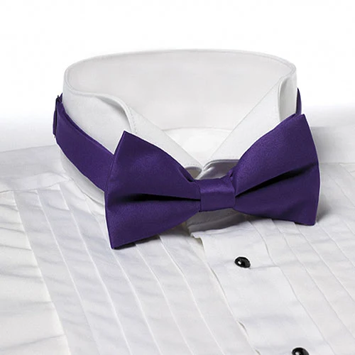 Purple Solid Color Bow Tie - Adjustable Band 1