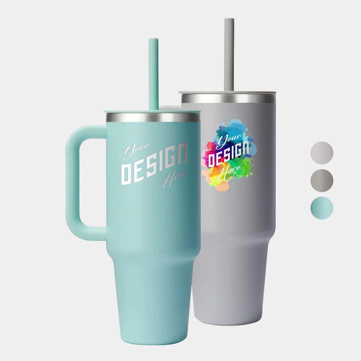 40 oz Hydro Flask® Stainless Steel Insulated Travel Tumbler w/ Handle & Straw 1