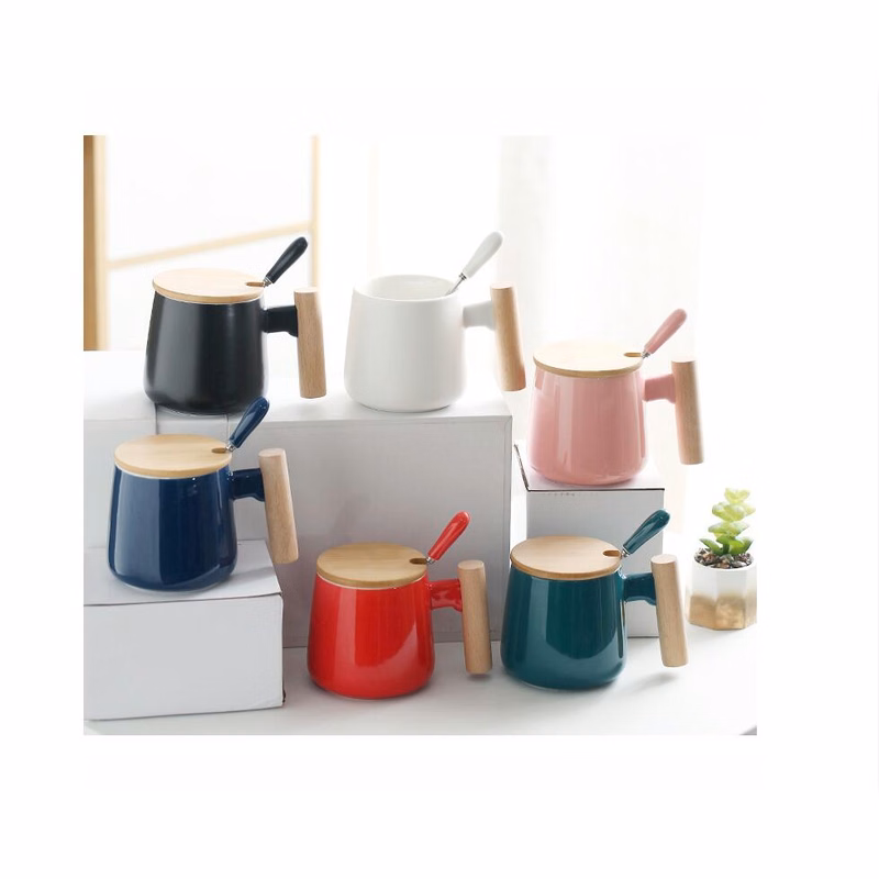 11.5oz Ceramic Mug With Wooden Handle / Coffee Mug