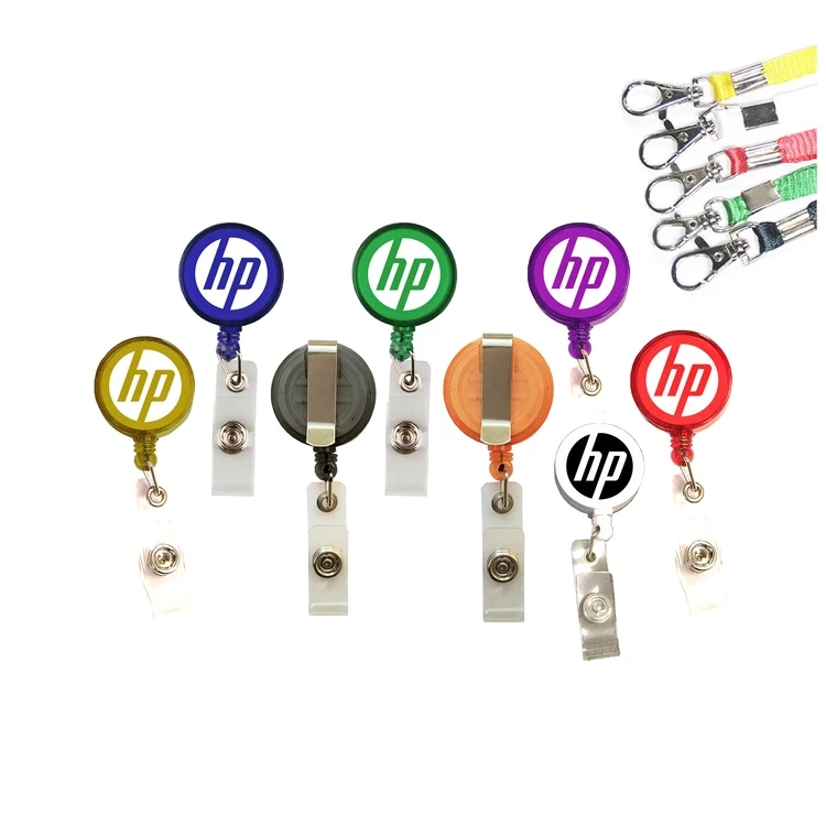 2-in-1 Round retractable badge holder with lanyard 1