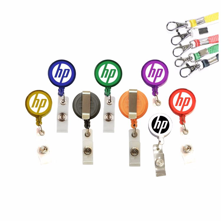 2-in-1 Round retractable badge holder with lanyard