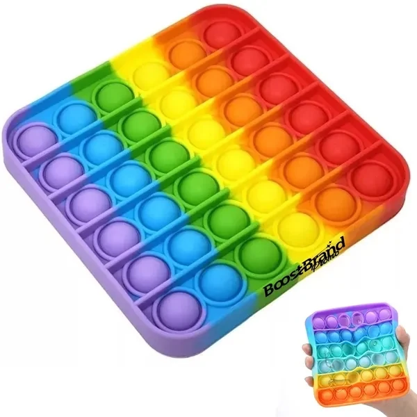 Custom 7.87 inch Rainbow Silicone Pop It Fidget Toy — Full-Color Stress Reliever 1