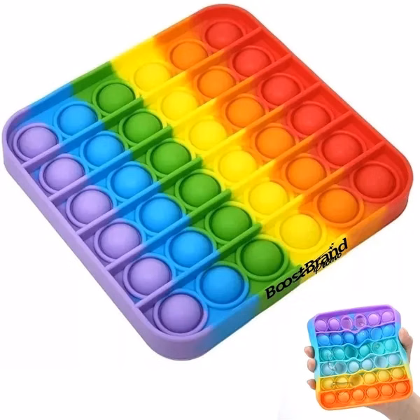 Custom 7.87 inch Rainbow Silicone Pop It Fidget Toy — Full-Color Stress Reliever