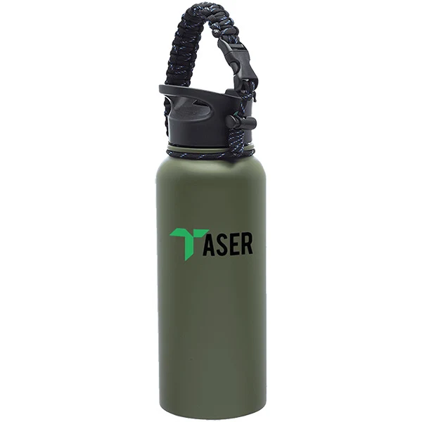 Strapped Stainless Steel Water Bottle - Double Wall, 34 oz. 1