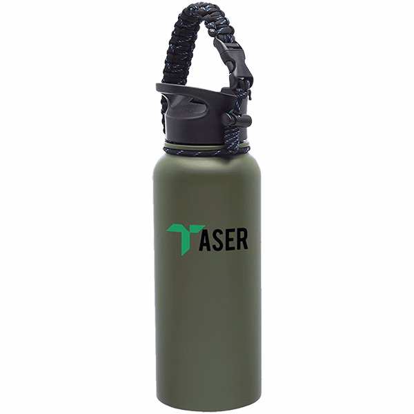 Strapped Stainless Steel Water Bottle - Double Wall, 34 oz.