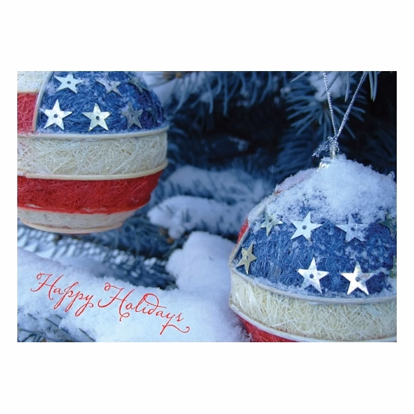 Patriotic Ornaments Christmas Greeting Card