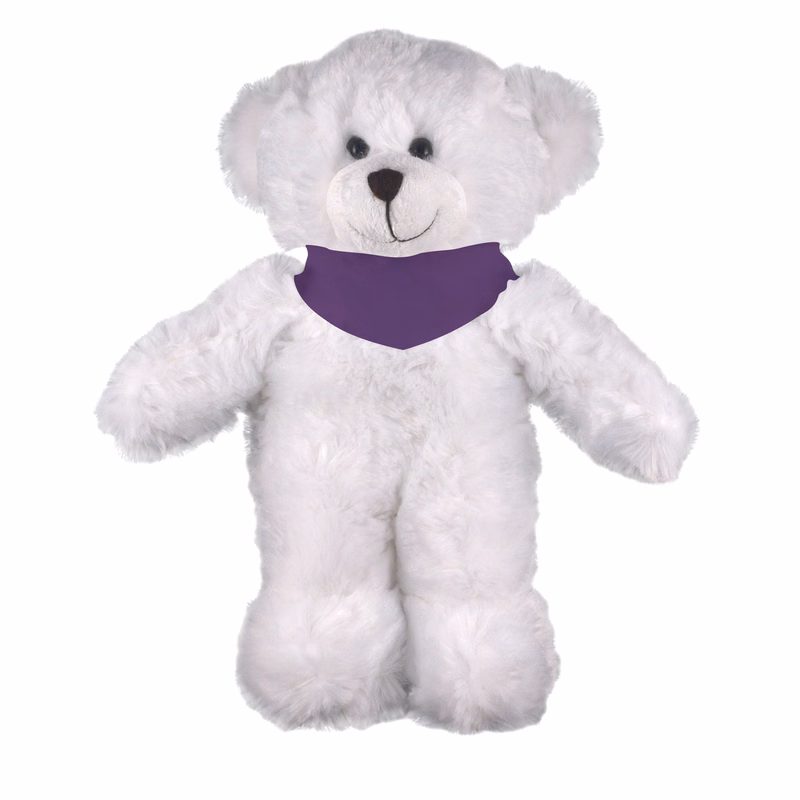 Soft Plush Stuffed White Bear with Bandana