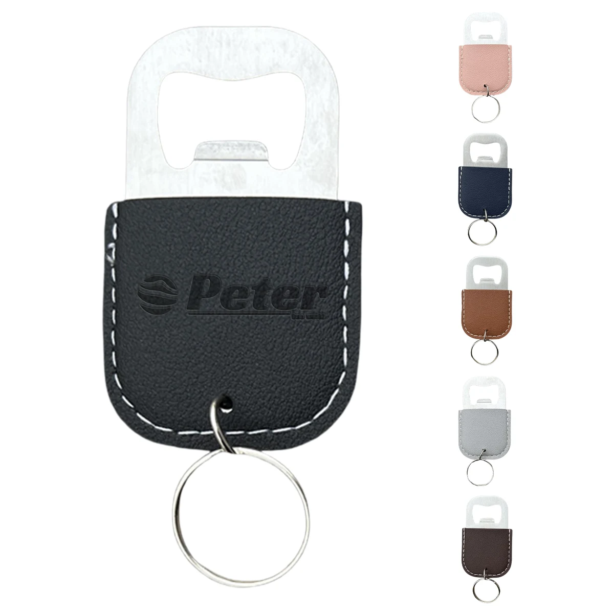 Stainless Steel PU Leather Bottle Opener Keychain 1
