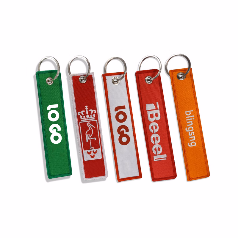 Small Woven Label Keychain