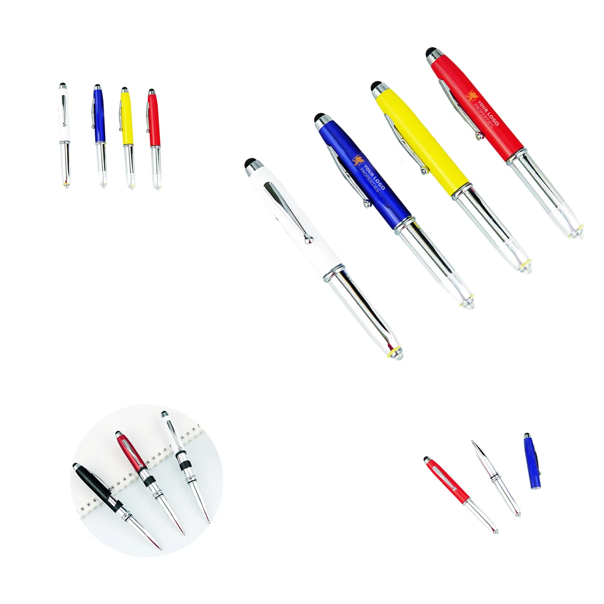 MOQ 50 Sleek LED Light Ballpoint Pen With Capacitive Stylus 1