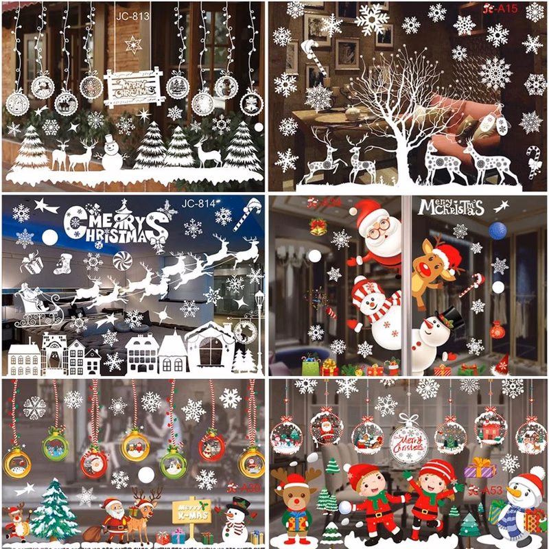 Removable Christmas Window Decals Decorations