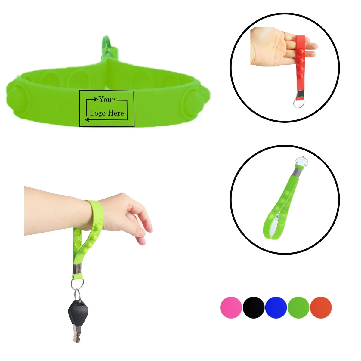 Silkscreen Silicone Push Pop Stress Reliever Keychain 1