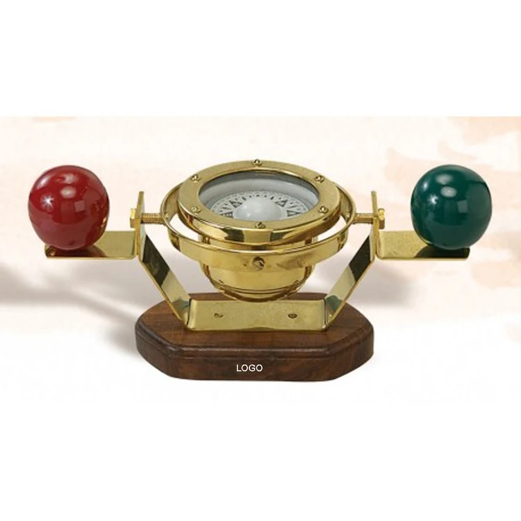 11" Wide Standard V Model Compass on Walnut Base 1