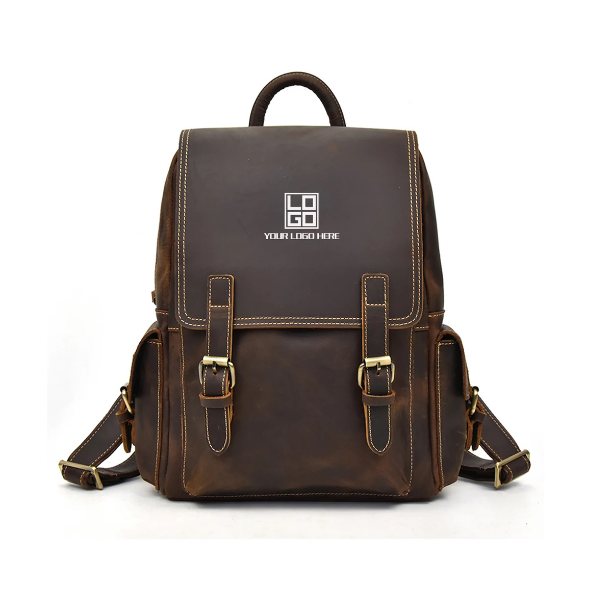 Vintage Leather Backpack Hiking Camping 1