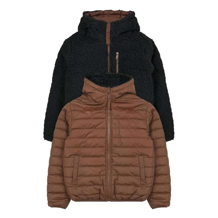 Boys' Sherpa Lined Reversible Jacket - Brown Size 8-16 1