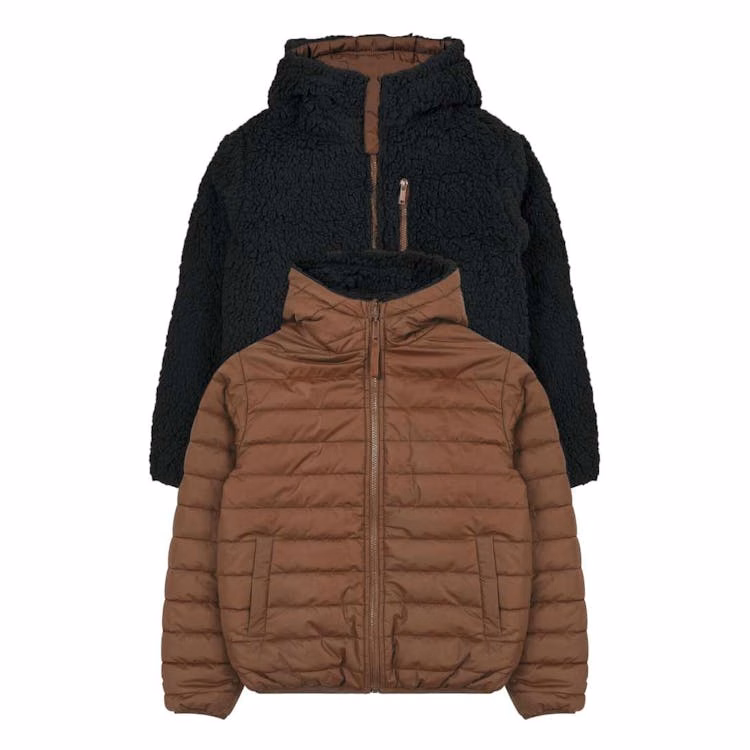 Boys' Sherpa Lined Reversible Jacket - Brown 4-7