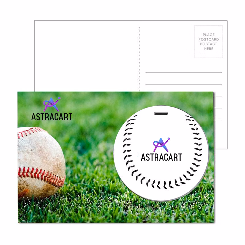 Post Card With Full-Color Baseball Luggage Tag