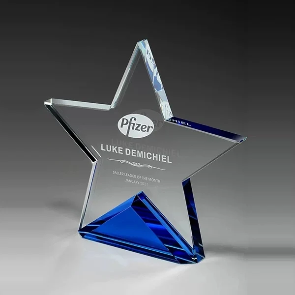 Crystal star on cobalt blue base award 1