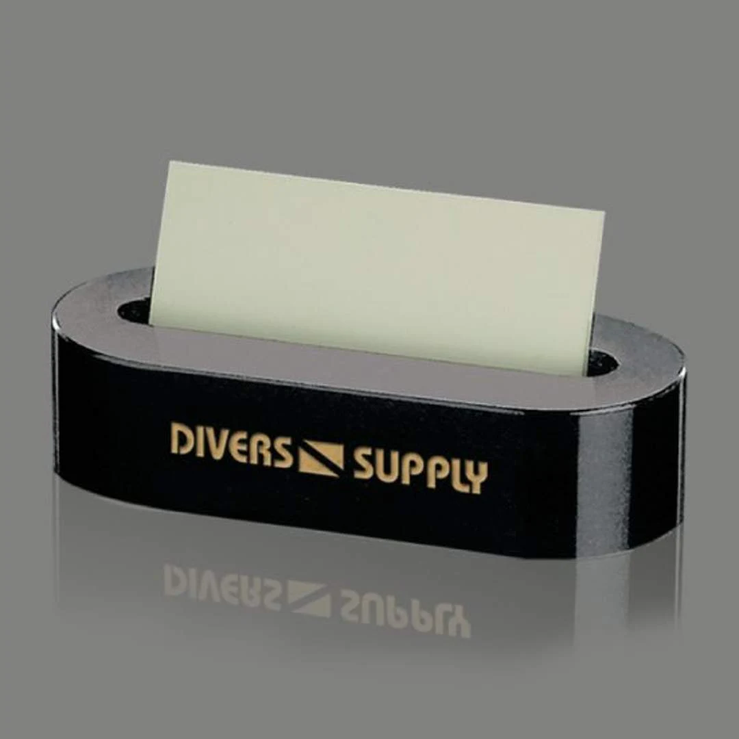Oval Business Card Holder - Black Marble 1