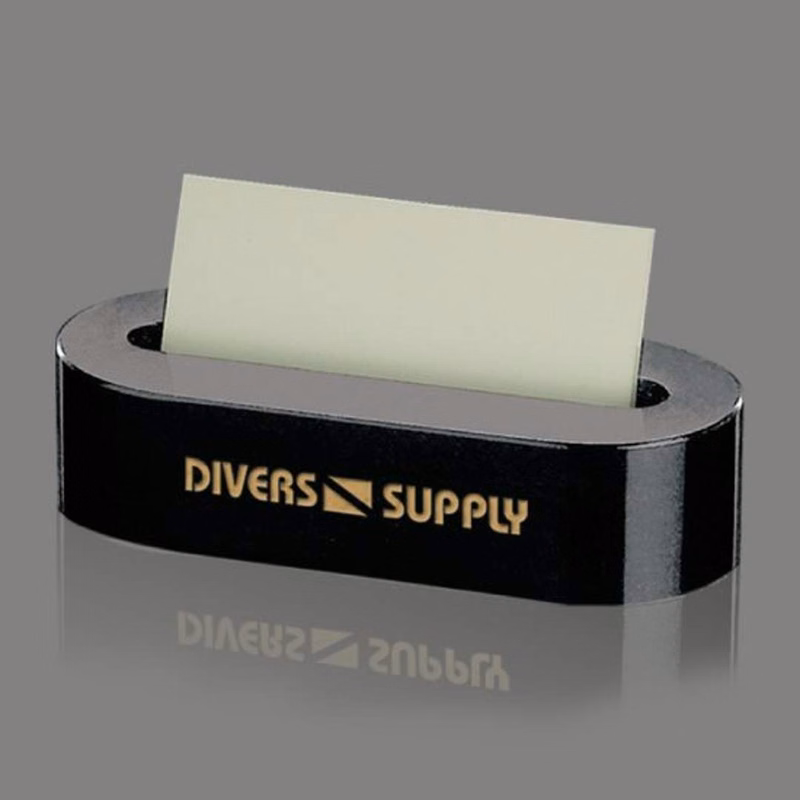 Oval Business Card Holder - Black Marble