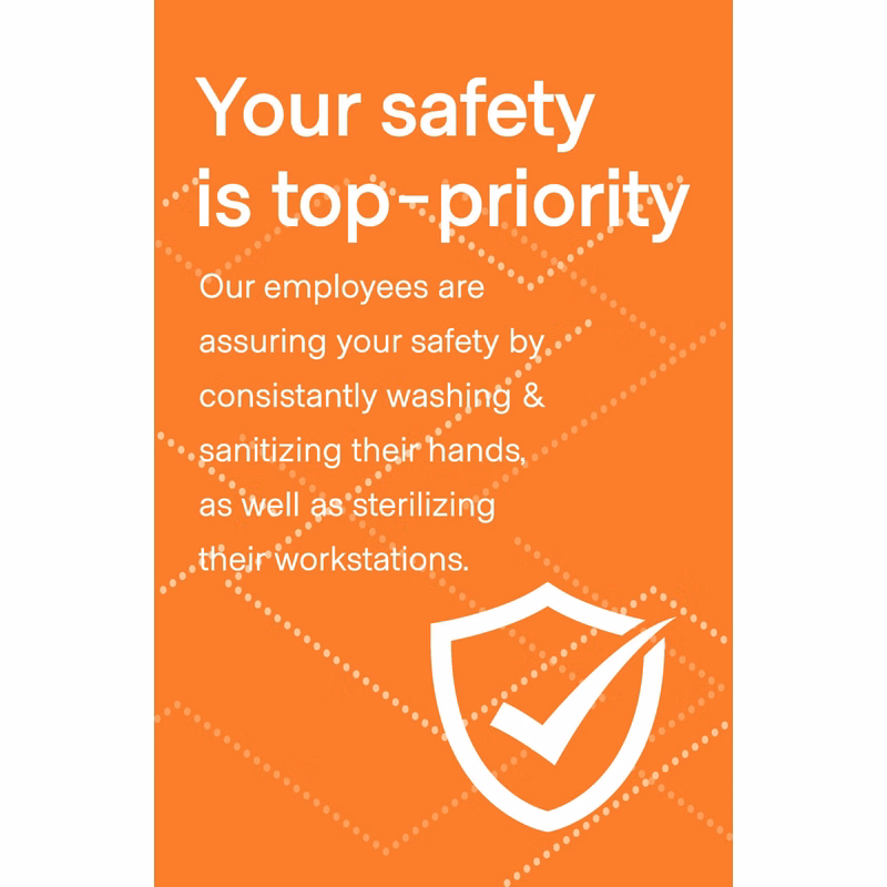 Employee Safety Window Cling, 2 Sizes, Multiple  colors