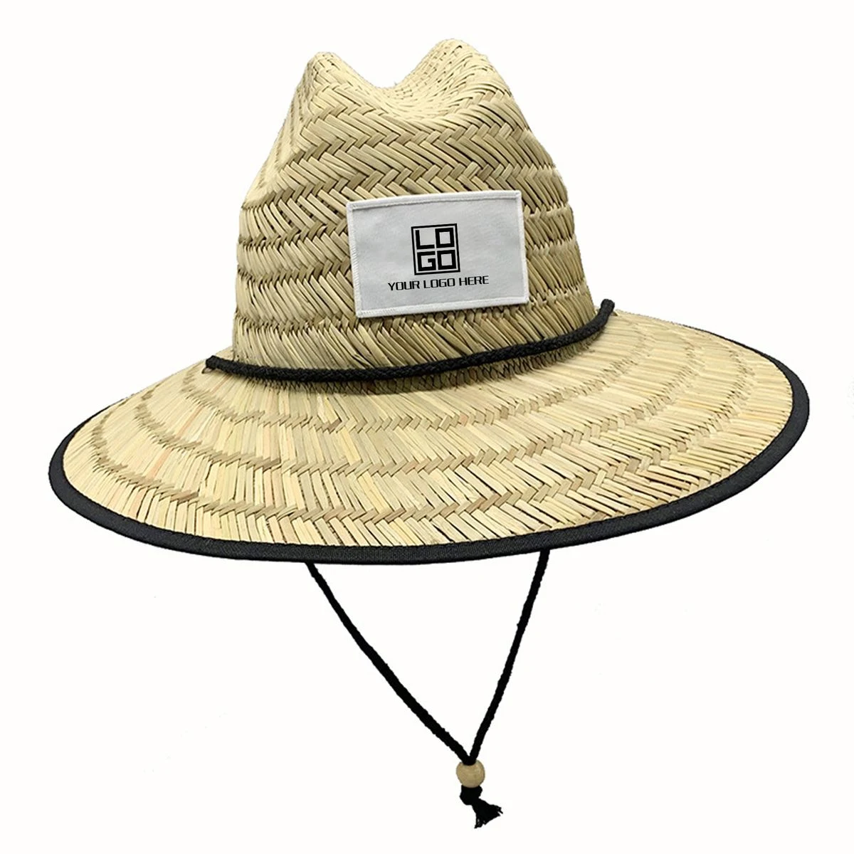 Custom Lifeguard Straw Hat ?C Sublimated Under Brim & Woven Patch Beach Sun Hat with Chin Cord 1