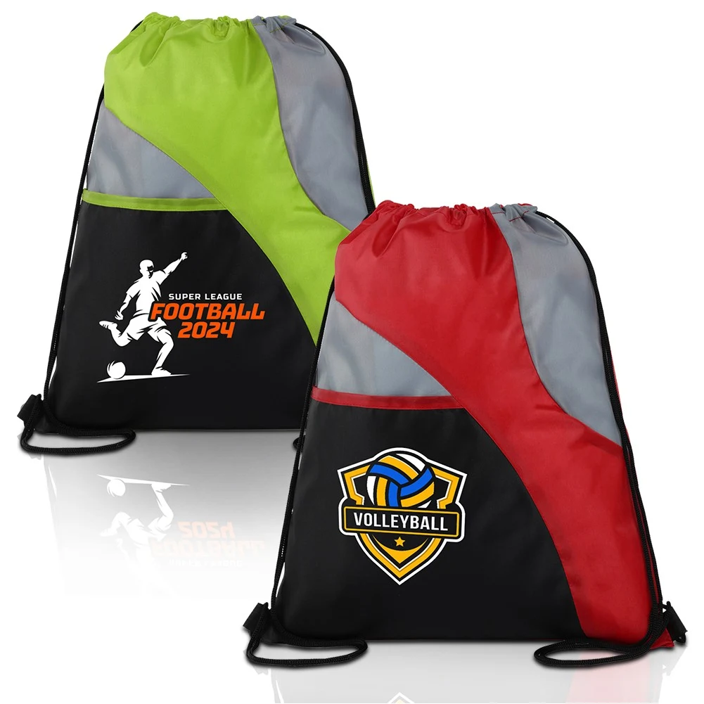 Tri-Color Sports Drawstring Backpack ( 14" X 16.5" ) 1
