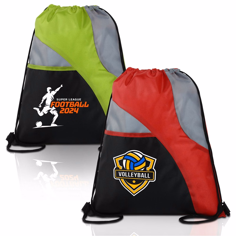 Tri-Color Sports Drawstring Backpack ( 14" X 16.5" )