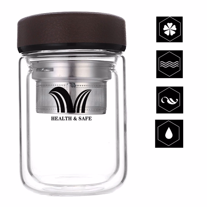 9oz Double Wall Borosilicate Glass Cup w/ Filter