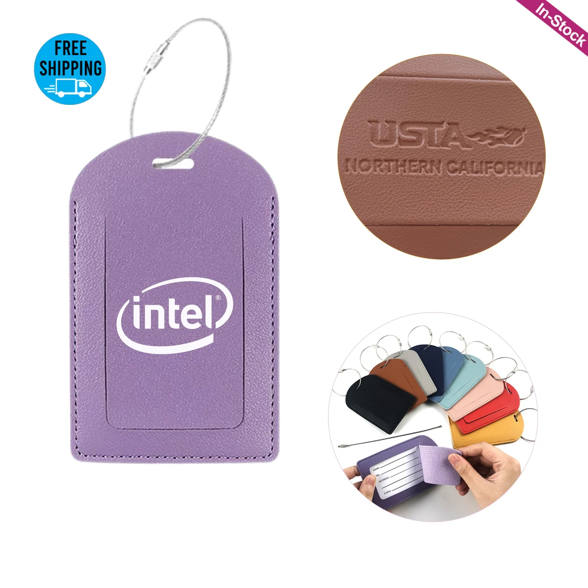 PU Leather Luggage Tags with Metal Loop 1