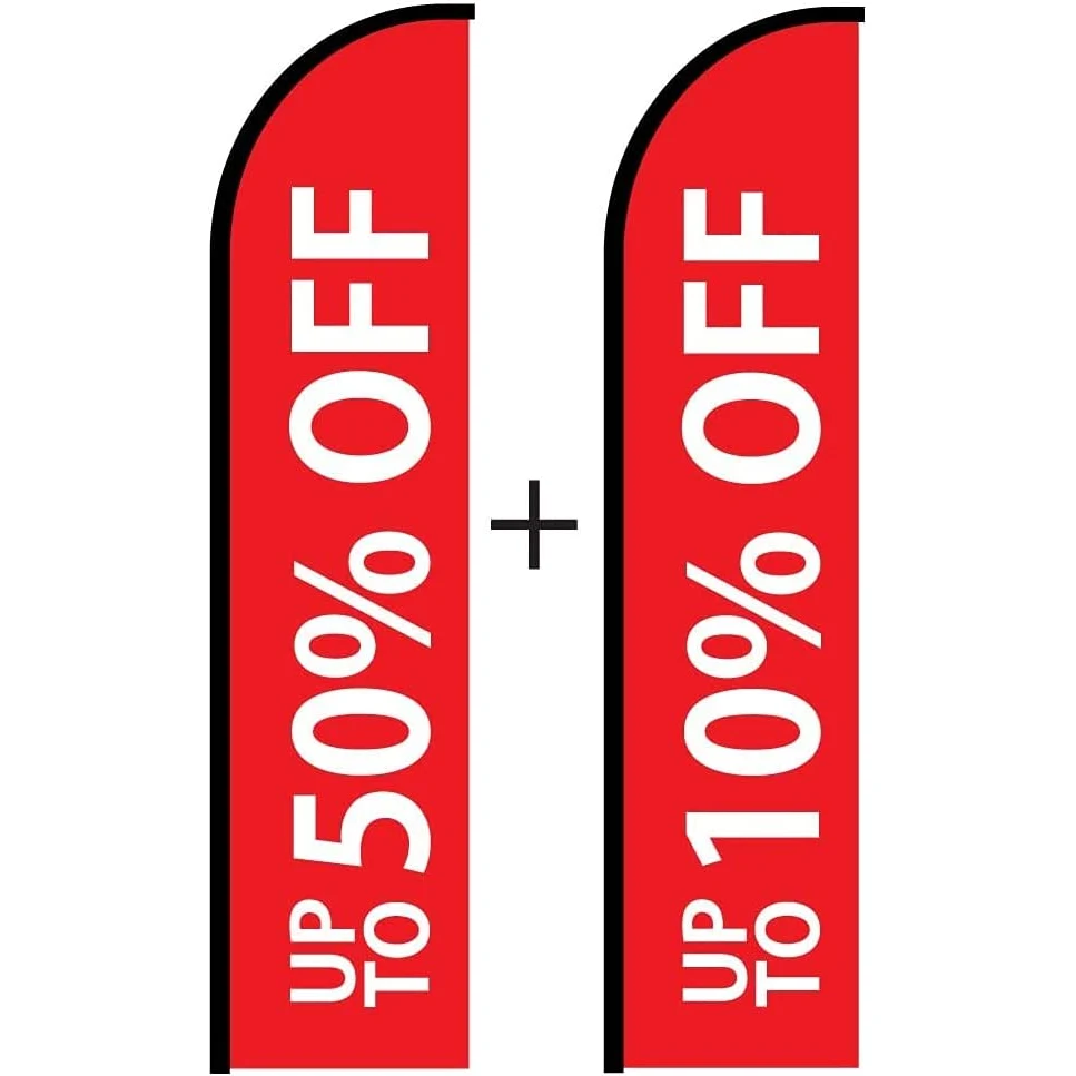 15ft Sale Sign Feather Flag Banner w/Pole Kit for Store Advertising Display 50% Off and 10% Off Flag 1