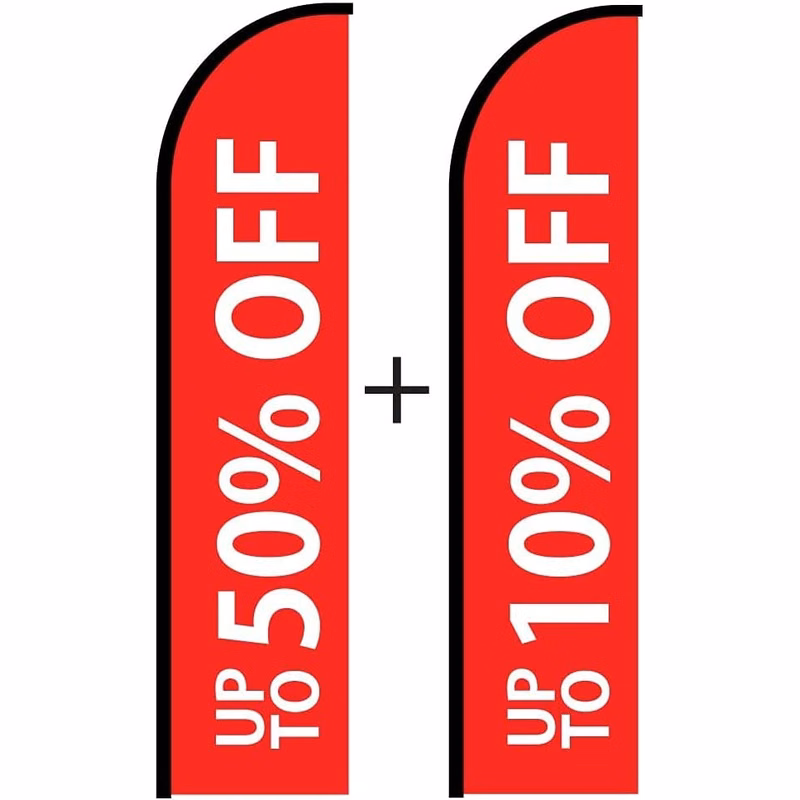 15ft Sale Sign Feather Flag Banner w/Pole Kit for Store Advertising Display 50% Off and 10% Off Flag