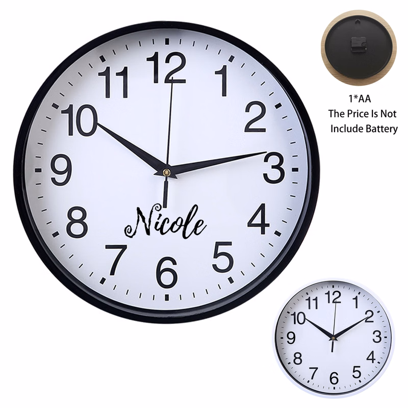 Silent Battery Operated Plastic Wall Clock