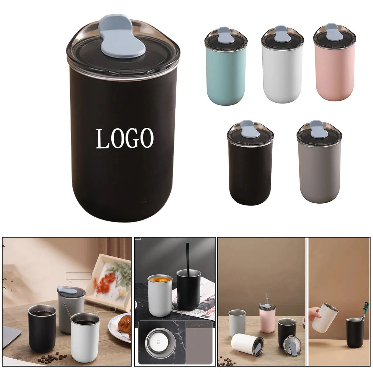 10 oz Mini Dual-Layer Coffee & Straw Cup 1