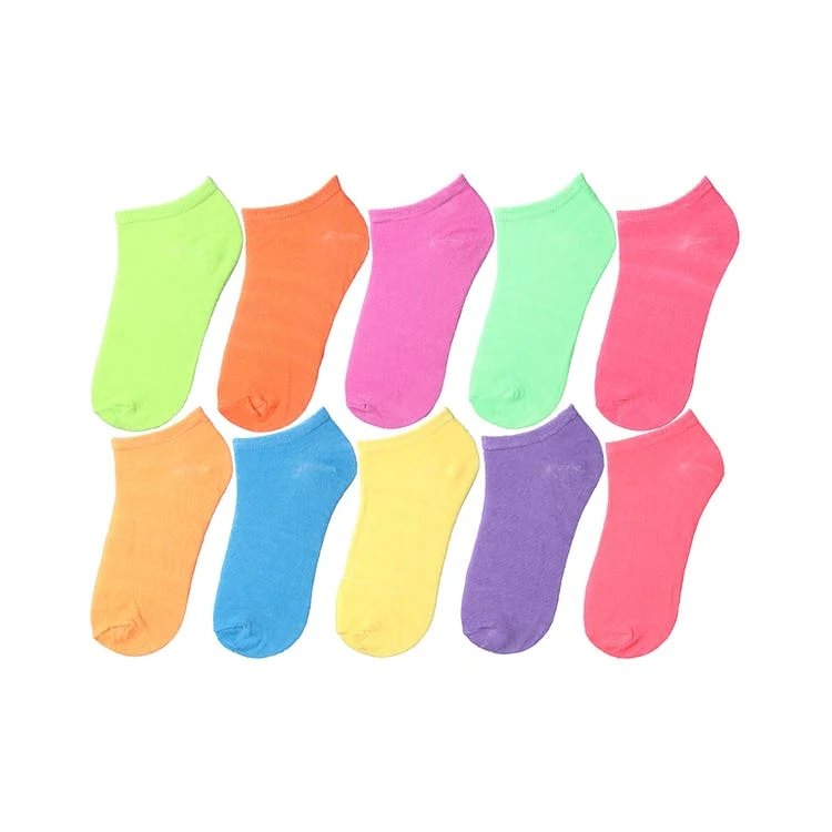 Girls' Ankle Socks - Low Cut 10 Pack 10 Colors Size 6-8 1