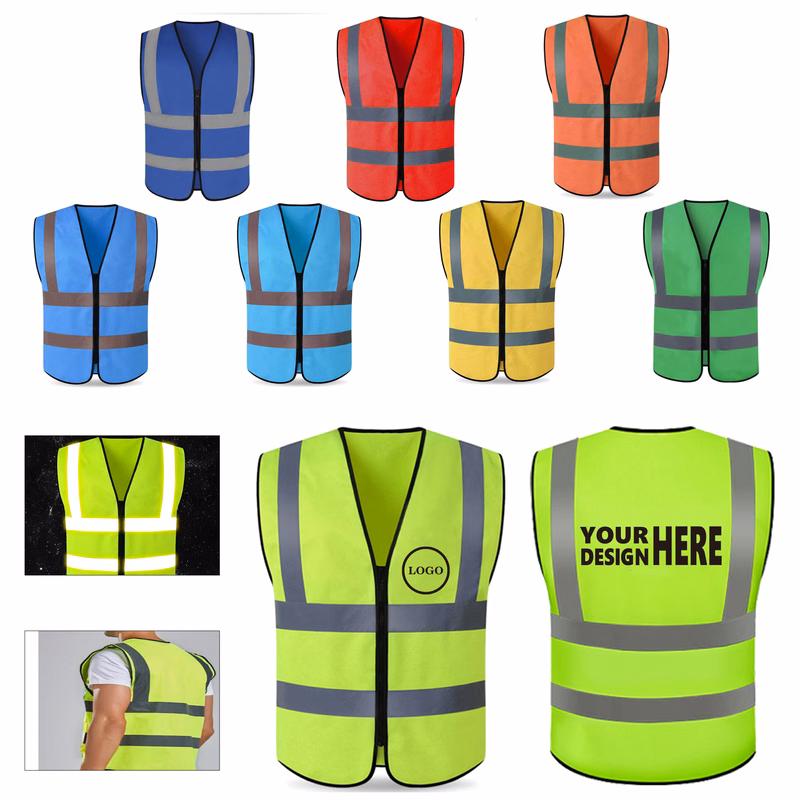Safety Work Vest with Reflective Details & Knitted Fabric