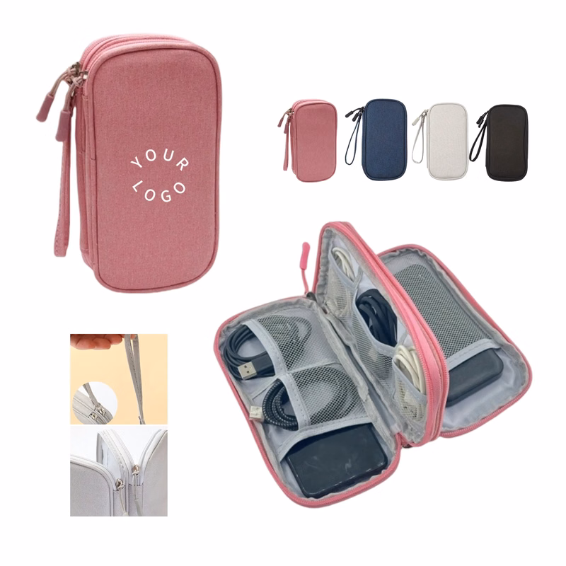 Double-Layer Accessory Organizer Bag with Strap