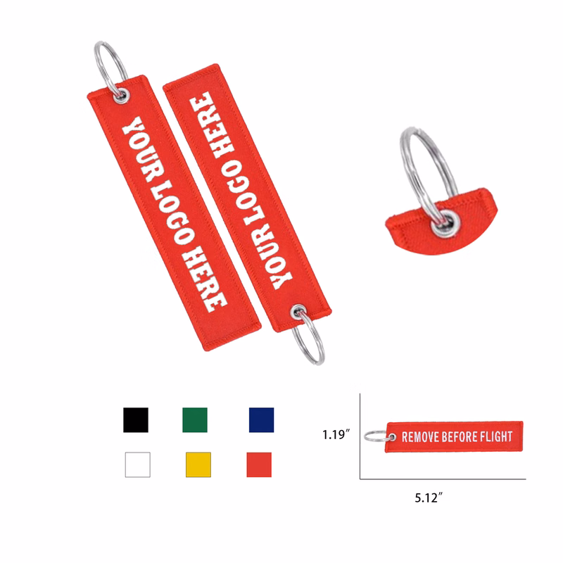 Woven Embroidered Key Tag Flight Keychain MOQ100