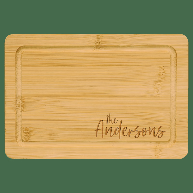 9" x 6" Multi Brown Bamboo Cutting Board with Drip Ring