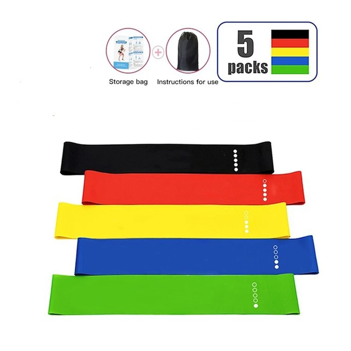5 in 1 Exercise Loop TPE Elastic Resistance Band Set 1