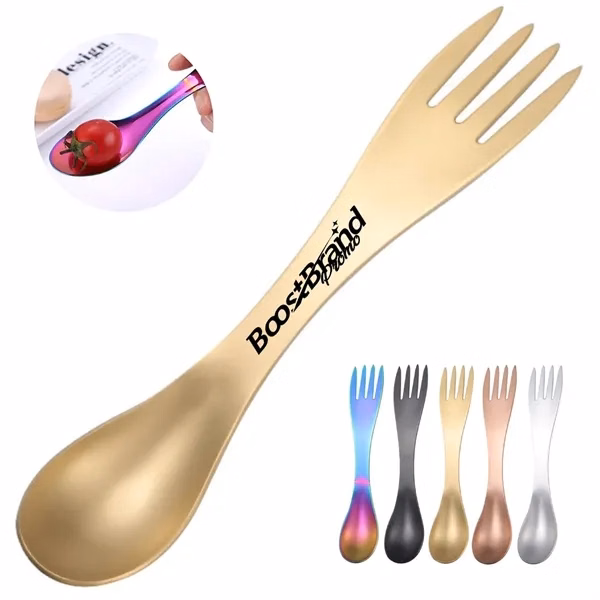 Custom Stainless Steel Spork 7 Inches Fork Spoon Combo — Outdoor Travel Utensil