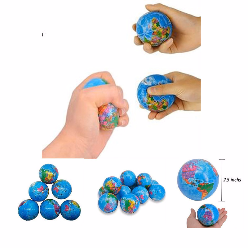 2.5" Printed Globe Squeeze Stress Ball