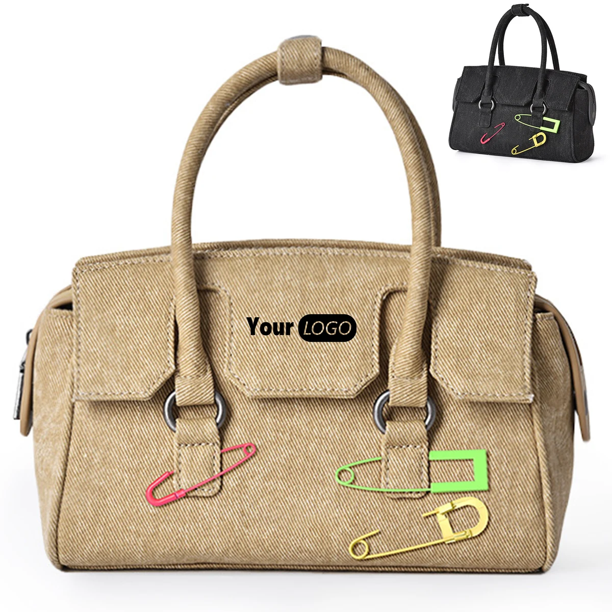 Denim Top Handle Handbag for Women 1