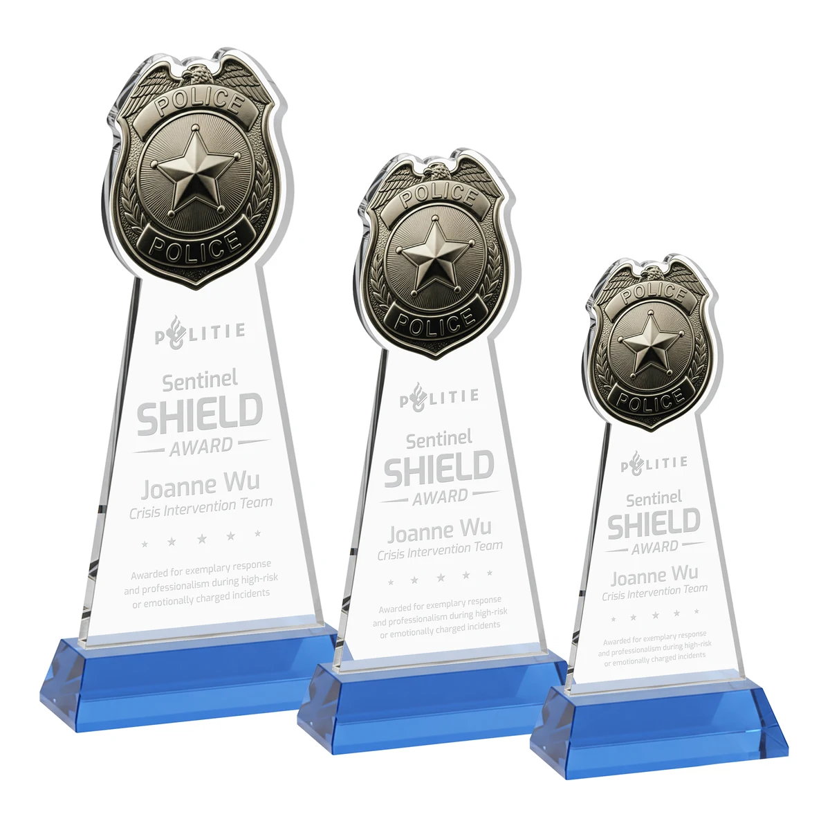 Police Badge Award on Hartford Base - Sky Blue 1