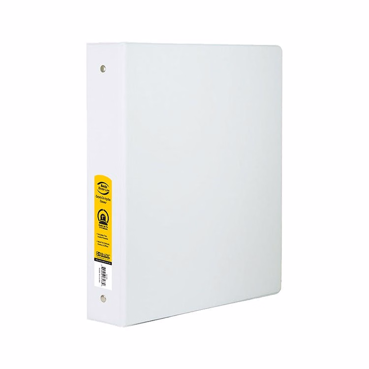 1" 3-Ring Binders - White 2 Pockets