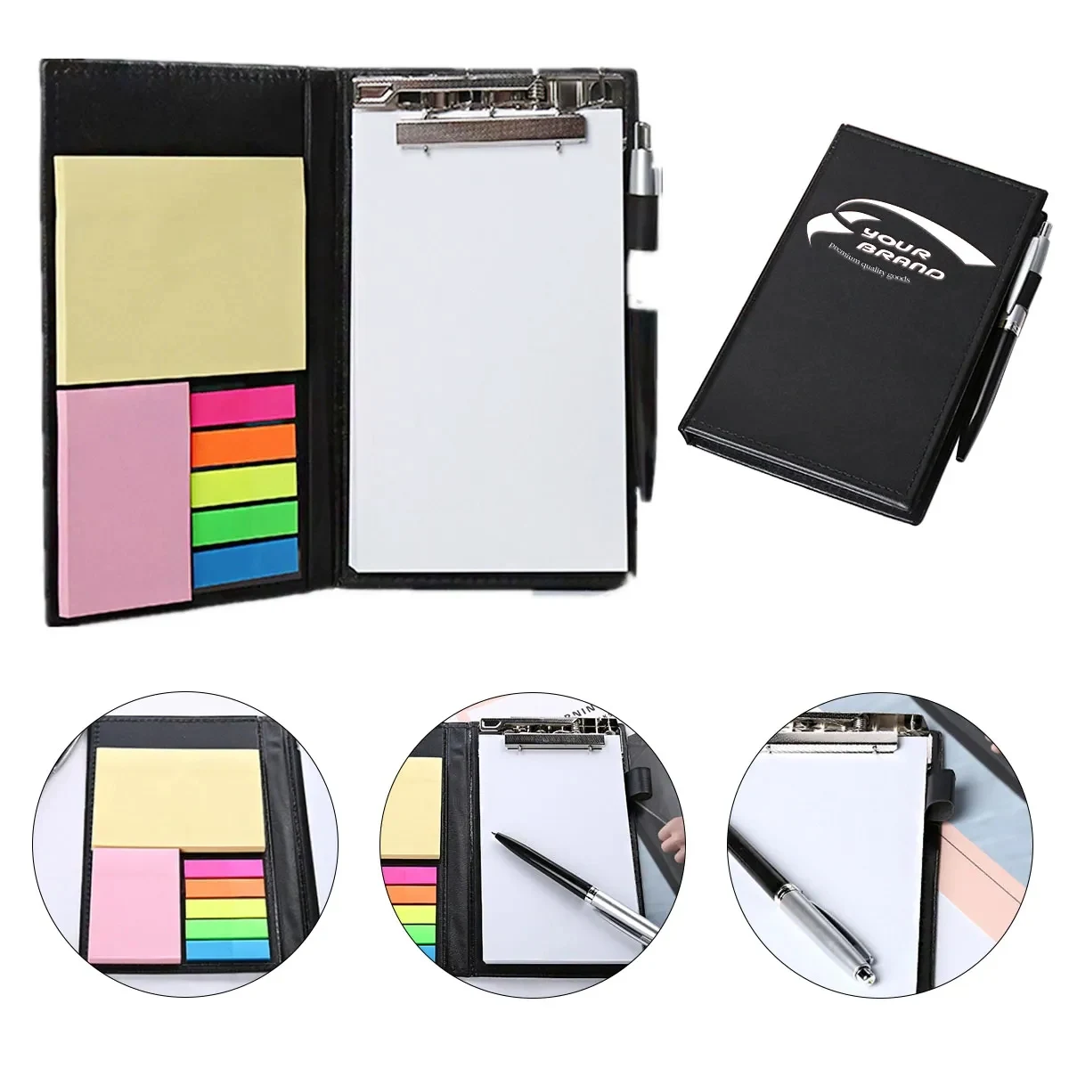 Pen &Tear-Off Creative Sticky Notes PU Leather Cover 1