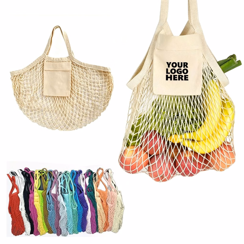MOQ50 Cotton Mesh Reusable Grocery Carry Bag